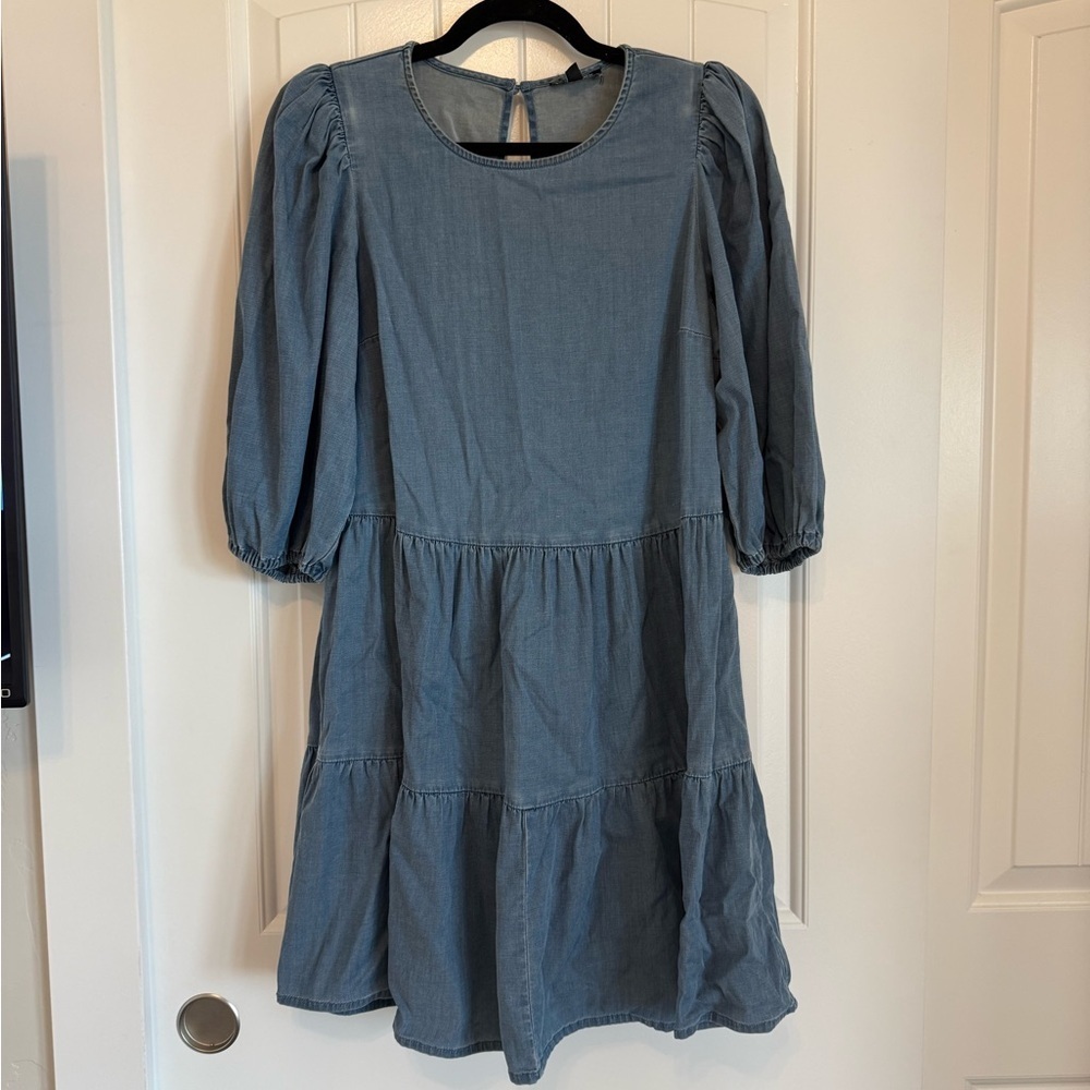 EXPRESS blue chambray boho mini dress women's M